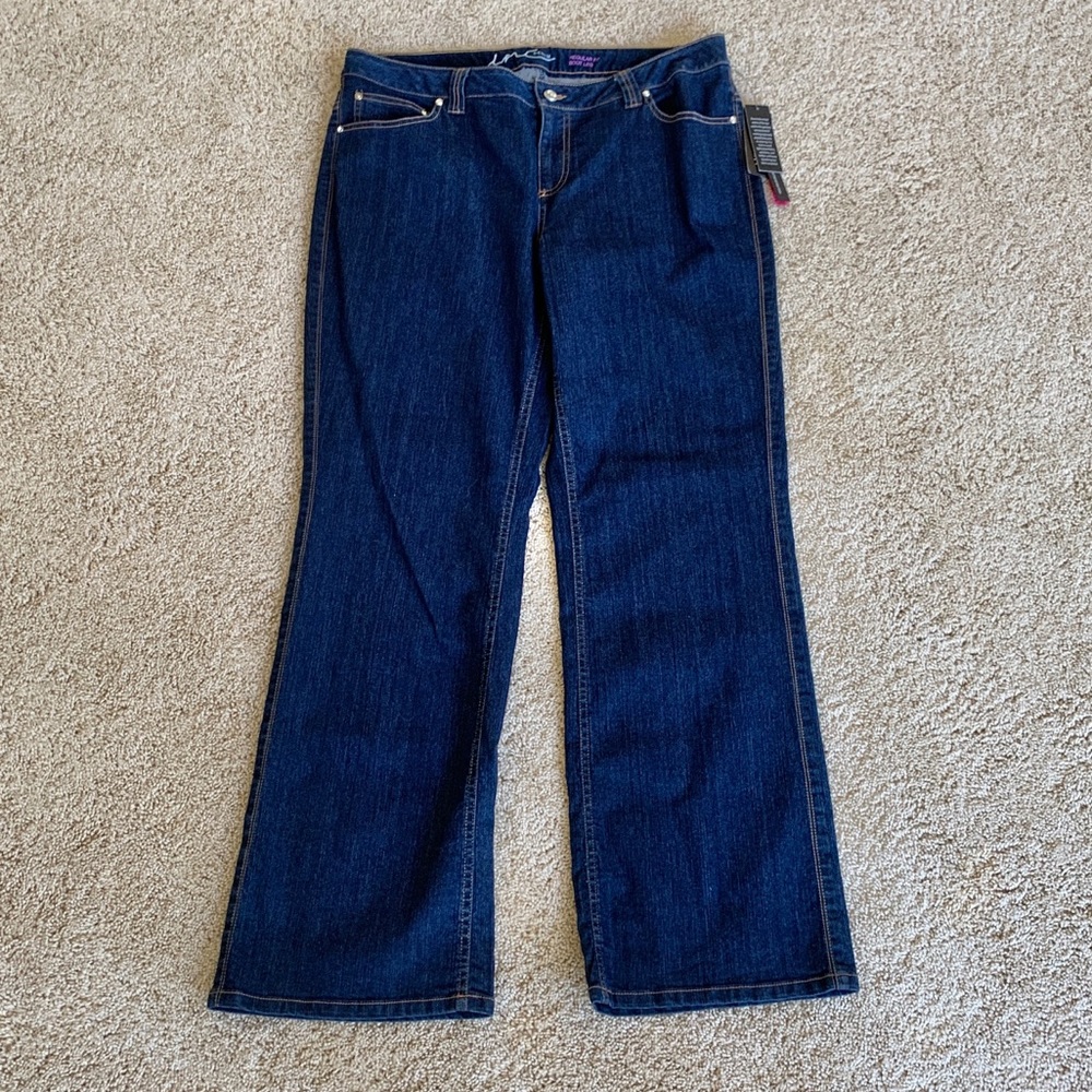 INC International Concepts Plus Bootcut Dark Jeans